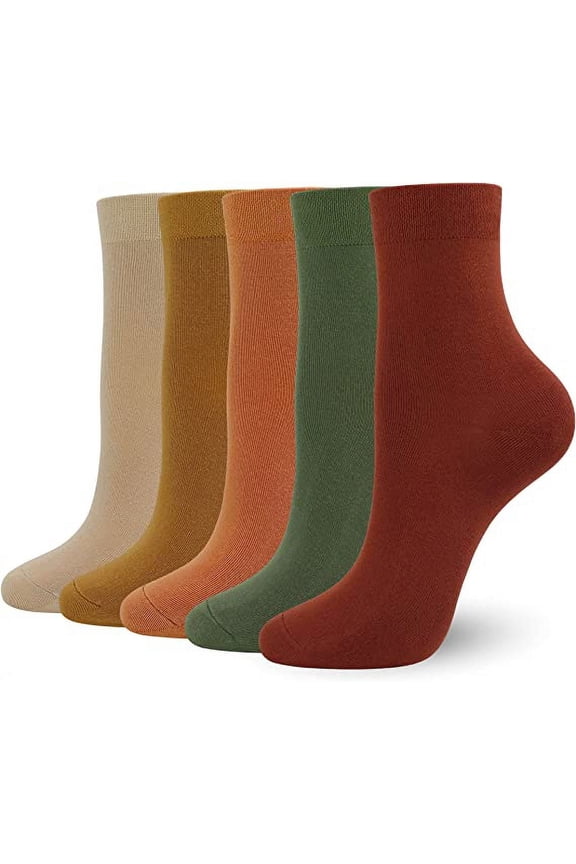 Women Thin Ankle Socks Bamboo Crew Lightweight Soft Breathable Socks 5 Pairs (Christmas Limited, Medium)