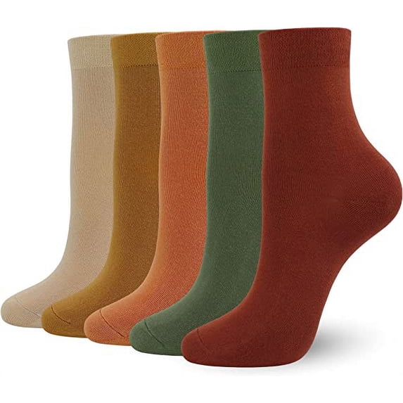 SERISIMPLE Women Thin Ankle Socks Bamboo Crew Lightweight Soft Breathable Socks 5 Pairs (Christmas Limited, Medium)