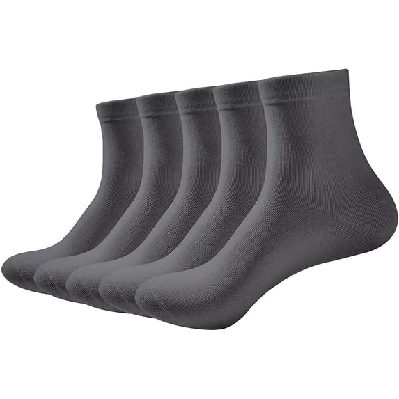 SERISIMPLE Women Thin Ankle Socks Bamboo Crew Lightweight Soft Breathable Socks 5 Pairs (Dark Grey, Medium)