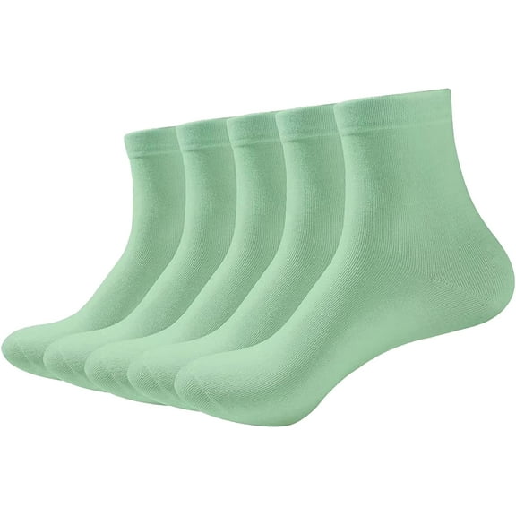 SERISIMPLE Women Thin Ankle Socks Bamboo Crew Lightweight Soft Breathable Socks 5 Pairs (Light Green, Medium)
