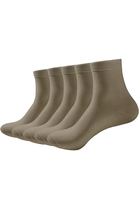 Women Thin Ankle Socks Bamboo Crew Lightweight Soft Breathable Socks 5 Pairs (Pea Green, Large)