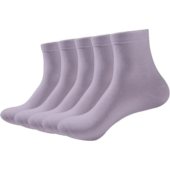 SERISIMPLE Women Thin Ankle Socks Bamboo Crew Lightweight Soft Breathable Socks 5 Pairs (Purple, Medium)