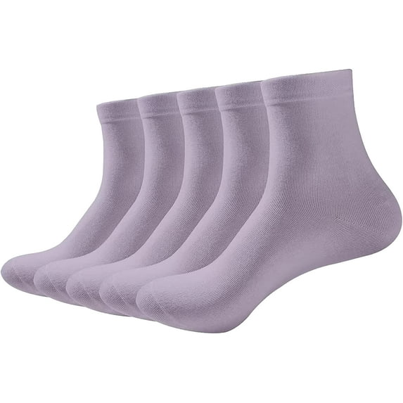 SERISIMPLE Women Thin Ankle Socks Bamboo Crew Lightweight Soft Breathable Socks 5 Pairs (Purple, Small)