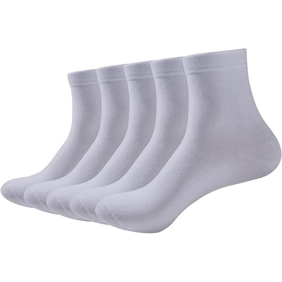 SERISIMPLE Women Thin Ankle Socks Bamboo Crew Lightweight Soft Breathable Socks 5 Pairs (Silver, Medium)