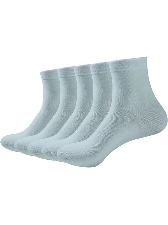 Women Thin Ankle Socks Bamboo Crew Lightweight Soft Breathable Socks 5 Pairs (Teal, Medium)