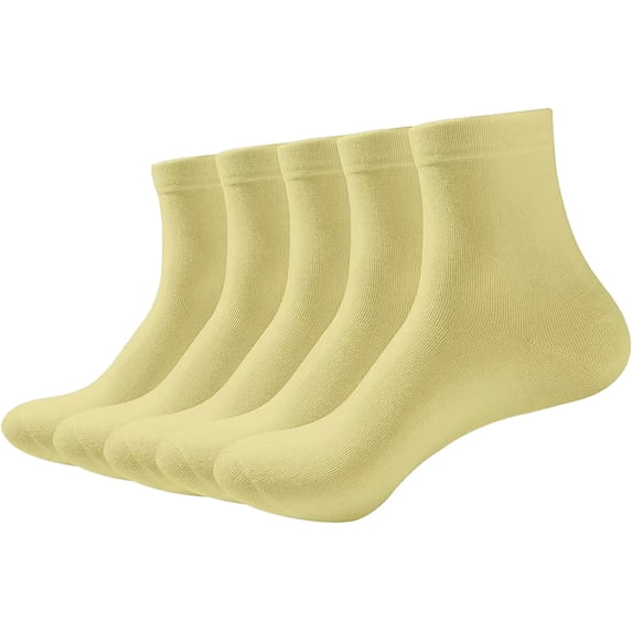 SERISIMPLE Women Thin Ankle Socks Bamboo Crew Lightweight Soft Breathable Socks 5 Pairs (Yellow, Medium)
