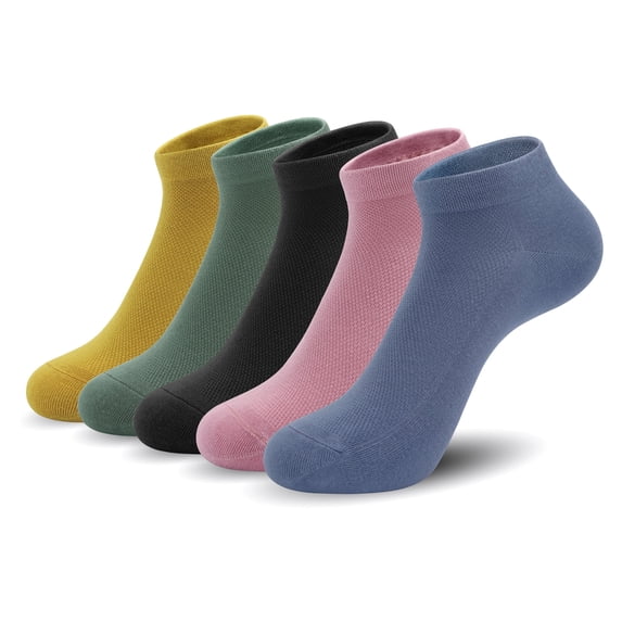 SERISIMPLE Ultra-Thin Ankle Viscose Bamboo Socks for Women - Mesh Breathable Lightweight Low-Cut Socks 5 Pairs (Assorted, Medium)