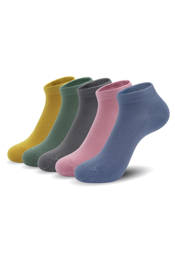Ultra-Thin Ankle Viscose Bamboo Socks for Women - Mesh Breathable Lightweight Low-Cut Socks 5 Pairs(Assorted2, Medium)
