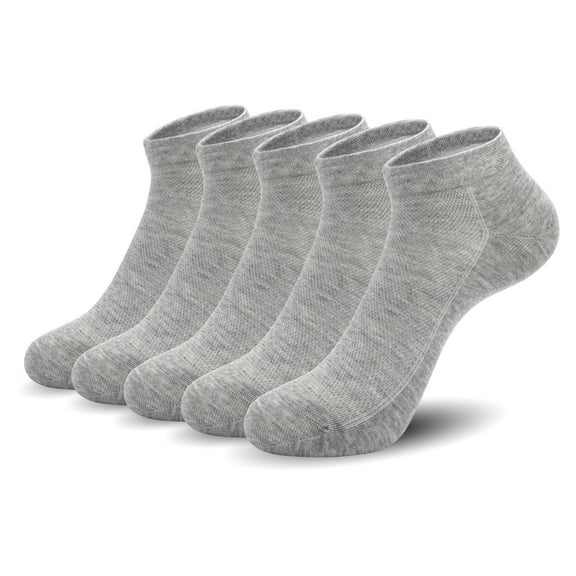SERISIMPLE Women Thin Mesh Bamboo Ankle Breathable Sock Summer Low-Cut Socks 5 Pairs (Grey, Large)