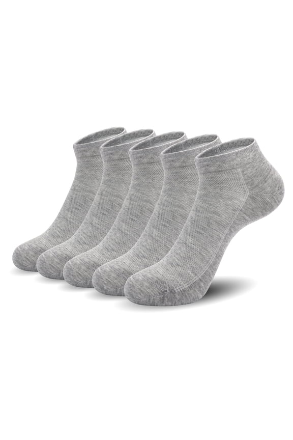 Ultra-Thin Ankle Viscose Bamboo Socks for Women - Mesh Breathable Lightweight Low-Cut Socks 5 Pairs (Grey, Medium)