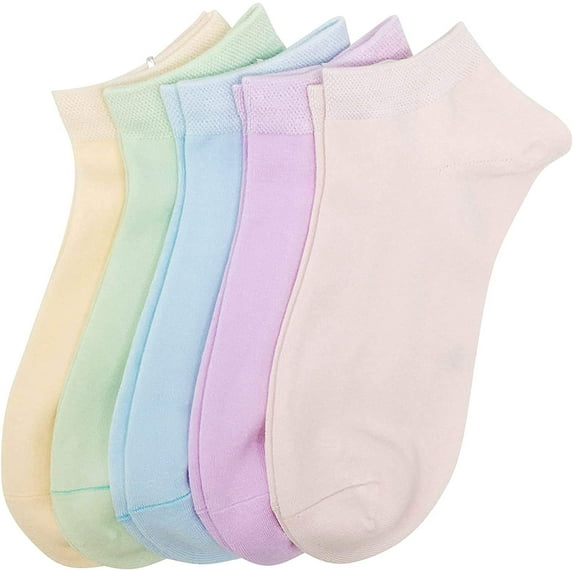 SERISIMPLE Women Bamboo Ankle Socks Thin Soft Low-Cut Lightweight Breathable Sock 5 Pairs (Assorted2, Large)