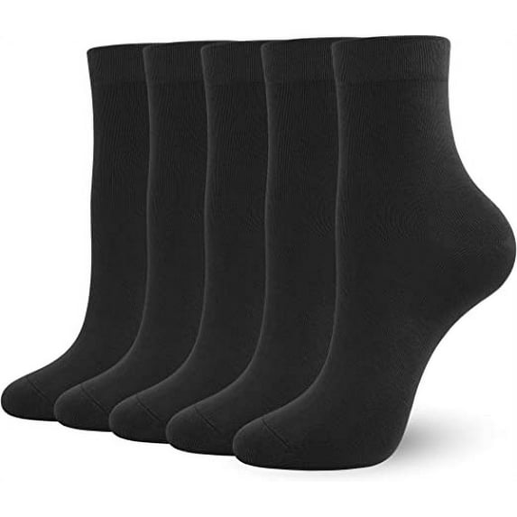 SERISMPLE Women's Ankle Socks Thin Boot Socks Light Soft Breathable 5 Pairs (Black, Large)