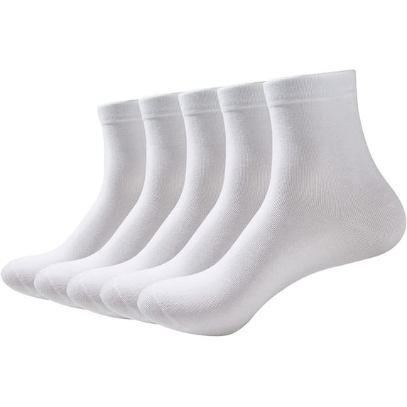 SERISMPLE Women's Ankle Socks Thin Boot Socks Light Soft Breathable 5 Pairs (White, Large)