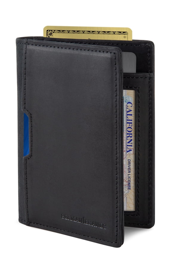 - Wallets for Men Slim Mens leather RFID Blocking Minimalist Card Front Pocket Bifold Travel Thin (Charcoal Black 5.0) Y101
