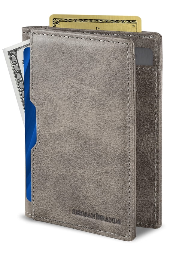 Wallets for Men Slim Mens leather RFID Blocking Minimalist Card Front Pocket Bifold Travel Thin (Slate Gray 5.S) Y101