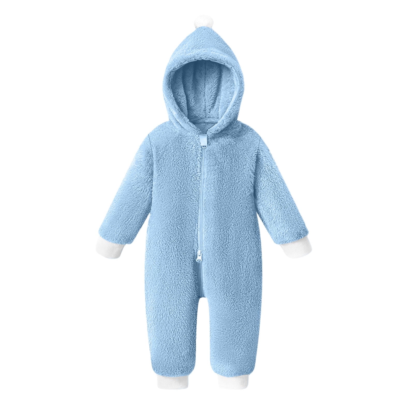 SEROYE Boys Girls Rompers Sherpa Fleece Hooded Pointed Hood 2 Way Full ...