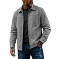 thumbnail image 1 of SEROYE Mens Faux Suede Jacket Zip Up Lapel Collared Solid Long Sleeve Casual Business Outerwear for Spring Fall (L, Gray), 1 of 7