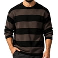 thumbnail image 1 of SEROYE Mens Knit Sweaters Color Block Wide Horizontal Striped Long Sleeve Crewneck Ribbed Trim Pullover Casual Tops (XS, Brown), 1 of 5