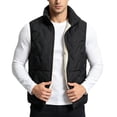 thumbnail image 1 of SEROYE Mens Vest Sherpa Lined Padded Stand Collar Sleeveless Full Zip Embossed Gilet for Fall Winter Layering Outerwear (3XL, Black), 1 of 9