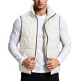 thumbnail image 1 of SEROYE Mens Vest Sherpa Lined Padded Stand Collar Sleeveless Full Zip Embossed Gilet for Fall Winter Layering Outerwear (S, Khaki), 1 of 9