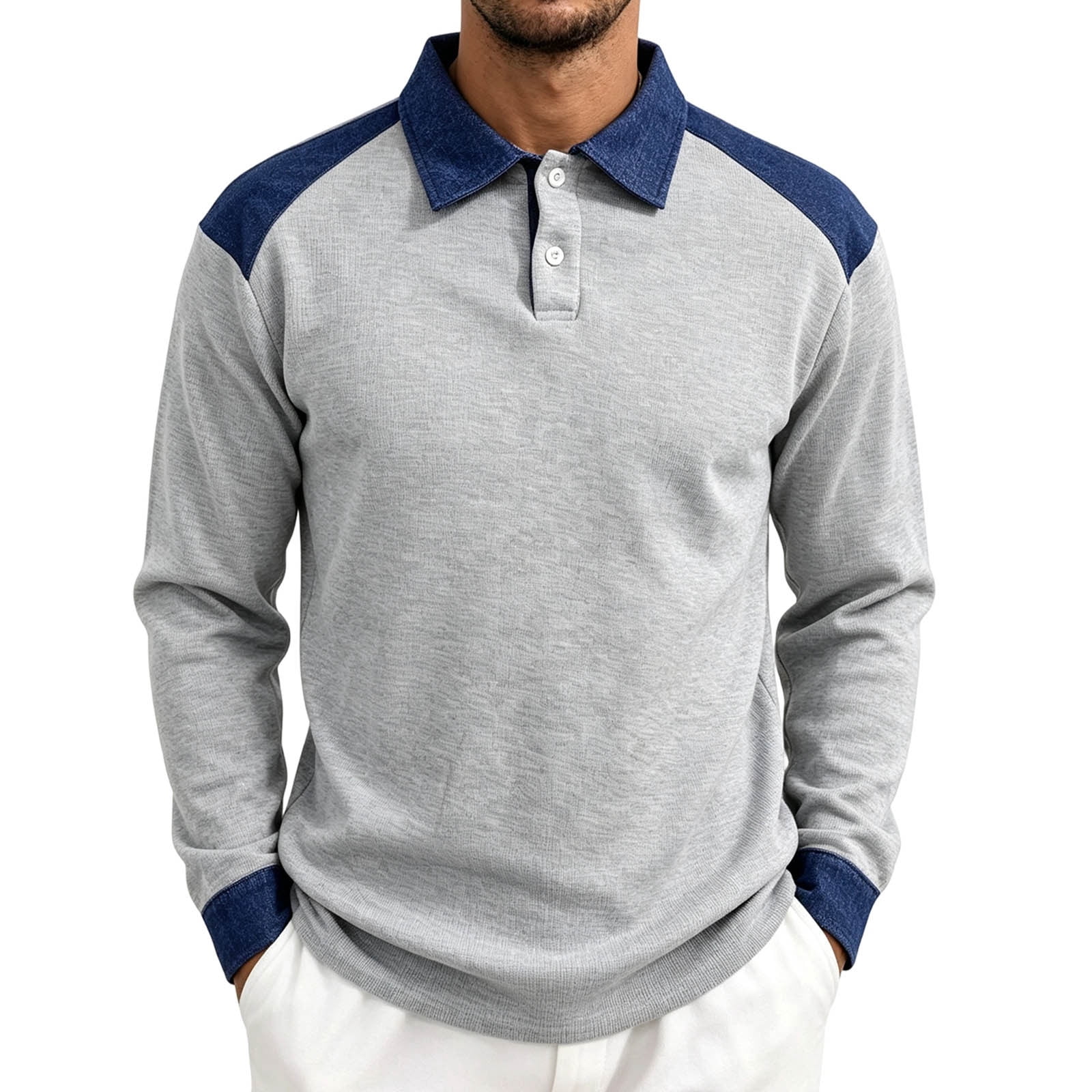 Spring Color Buttons For Crafts SEROYE Polos Shirt for Men Color Block Button Collar Long Sleeve ...