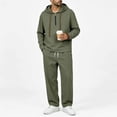 thumbnail image 1 of SEROYE Tracksuit for Men, 2 Piece Zipper Hooded Long Jogger Pants Loose Fit Casual Sportswear Daily Lounge Travel (L, Army Green), 1 of 5