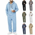 thumbnail image 1 of SEROYE Tracksuit for Men, 2 Piece Zipper Hooded Long Jogger Pants Loose Fit Casual Sportswear Daily Lounge Travel (S, Navy), 1 of 7