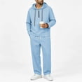 thumbnail image 1 of SEROYE Tracksuit for Men, 2 Piece Zipper Hooded Long Jogger Pants Loose Fit Casual Sportswear Daily Lounge Travel (XL, Sky Blue), 1 of 7