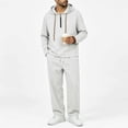 thumbnail image 1 of SEROYE Tracksuit for Men, 2 Piece Zipper Hooded Long Jogger Pants Loose Fit Casual Sportswear Daily Lounge Travel (XL, White), 1 of 7