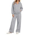 SEROYE Women Fall Sweatsuits Full Zip Drawstring Hood Jackets Wide Leg ...