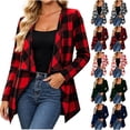 thumbnail image 1 of SEROYE Women's Plaid Cardigan Sweaters Open Front Long Sleeve Jacket Lightweight Loose Layering Coat Holiday Wear (XL, Red), 1 of 8
