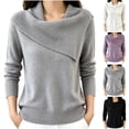 thumbnail image 1 of SEROYE Women's Ribbed Knit Sweaters Asymmetric Collar Solid Long Sleeve Casual Pullover Tops for Spring Fall (XL, Gray), 1 of 7