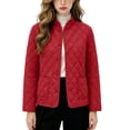 thumbnail image 1 of SEROYE Womens Jackets Corduroy Quilted Stand Collar Button Down Coat Embossed Pattern Casual Warm Outerwear Pockets (XL, Red), 1 of 5