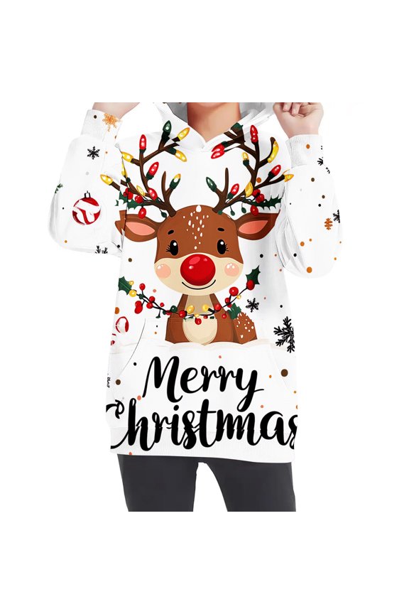 Big Kids Christmas Holiday Print Hoodie Long Sleeve Round Neck Pullover Casual Top for Boys and Girls 4-14 Years(Multicolor,9-10 Years)