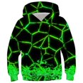 thumbnail image 1 of SERTG Big Boys Flame Printing Hoodie Long Sleeve Streamlined No Pocket Fall Winter Edgy Casual Wear Top for Children 4-14 Years(Green,9 Years), 1 of 3