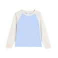 thumbnail image 1 of SERTG Big Boys Girls Raglan Contrast Top Sporty Long Sleeve Sweatshirt Comfortable Fall Winter Playful Shirt for Kids 1-15 Years(Sky Blue,1 Years), 1 of 5