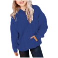 thumbnail image 1 of SERTG Big Child Fleece Sweatshirts Fall Winter Oversized Hoodie Pullover Long Sleeve with Pocket Casual School for Kids 4-14 Years(Blue#1,5-6 Years), 1 of 4