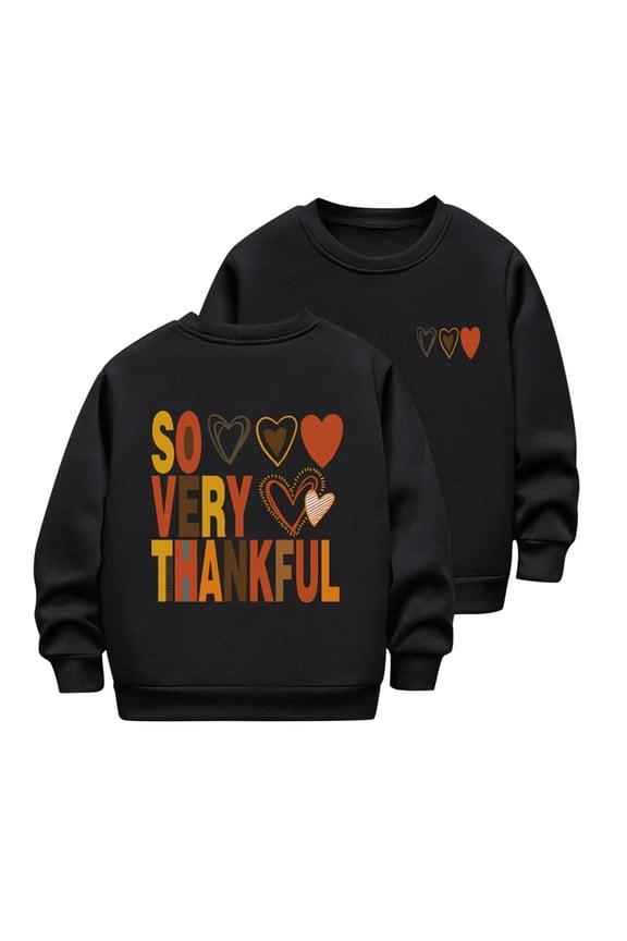 Big Girls Fleece Lined Print Sweatshirt Long Sleeve Crew Neck Fall Winter Playful Snug Fitted Top for Kids 2-12 Years(Black,11-12 Years)