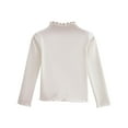thumbnail image 1 of SERTG Big Girls Solid Color Shirt Frilled Neck Core Long Sleeve Top Daily Fall Winter Versatile Blouse for Children 1-12 Years(White,7-8 Years), 1 of 5