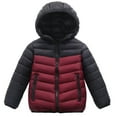 thumbnail image 1 of SERTG Big Kids Contrast Panel Hooded Coat Light Thermal-Insulated Long Sleeve Active Comfortable Outerwear for Children 8-17 Years(Wine,14-15 Years), 1 of 3