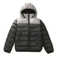 thumbnail image 1 of SERTG Big Kids Lightweight Hooded Jacket Zip Front Thermal Adaptive with Pockets Winter Comfortable Outerwear for 7-14 Years(Black,11 Years), 1 of 7