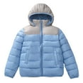 thumbnail image 1 of SERTG Big Kids Lightweight Hooded Jacket Zip Front Thermal Adaptive with Pockets Winter Comfortable Outerwear for 7-14 Years(Light Blue,9 Years), 1 of 7