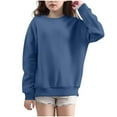 thumbnail image 1 of SERTG Big Kids Lined Long Sleeve Shirt Solid Color Fall Winter Wear Warm Comfortable Fleece Top for Boys and Girls 2-12 Years(Blue,9 Years), 1 of 4