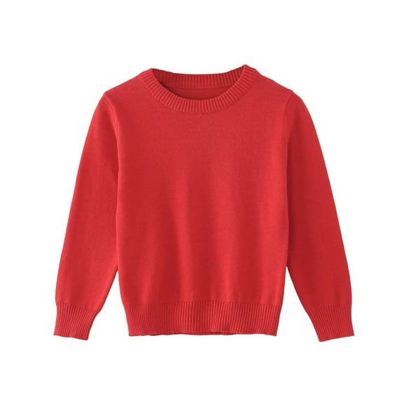 SERTG Big Kids Lined Sweater Long Sleeve Mock Neck Fall Winter Solid Color Knit Layer Top for Boys and Girls 1-14 Years(Z02#Red,18 Months)