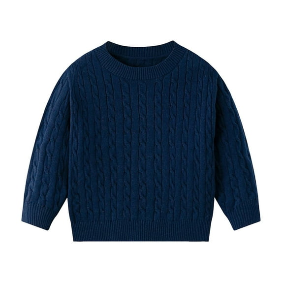 SERTG Big Kids Lined Sweater Long Sleeve Mock Neck Fall Winter Solid Color Knit Layer Top for Boys and Girls 3-8 Years(Navy,4-5 Years)