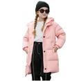 thumbnail image 1 of SERTG Big Kids Mid-Length Hooded Jacket Thermal Insulated Solid Color with Pocket Detail Winte Comfortable Outerwear for Boys and Girls 2-11 Years(Pink,3 Years), 1 of 9