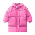 thumbnail image 1 of SERTG Big Kids Mid Length Hooded Jacket Thermal Lined with Pockets Winter Comfortable Outerwear for Boys and Girls 2-13 Years(Hot Pink,12 Years), 1 of 6