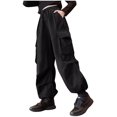 thumbnail image 1 of SERTG Big Kids Solid Color Cargo Pants Elastic Waist with Pockets Fall Winter Fashion Casual Long Trousers for Boys and Girls 5-15 Years(Black,5 Years), 1 of 6