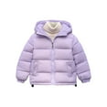 thumbnail image 1 of SERTG Big Kids Solid Color Hooded Coat Zipper Plush Lined Fall Winter Warm Down Cotton Long Sleeve Cold Weather Outerwear for Children 4-12 Years(Purple,7 Years), 1 of 5