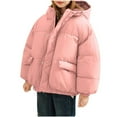 thumbnail image 1 of SERTG Big Kids Solid Color Hooded Parka Coat Mid Length Warm Cozy Winter Jacket with Pockets Casual Outerwear for Boys and Girls 3-13 Years(Pink,3 Years), 1 of 5